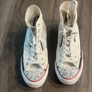 Converse White High-Tops with Beaded Details